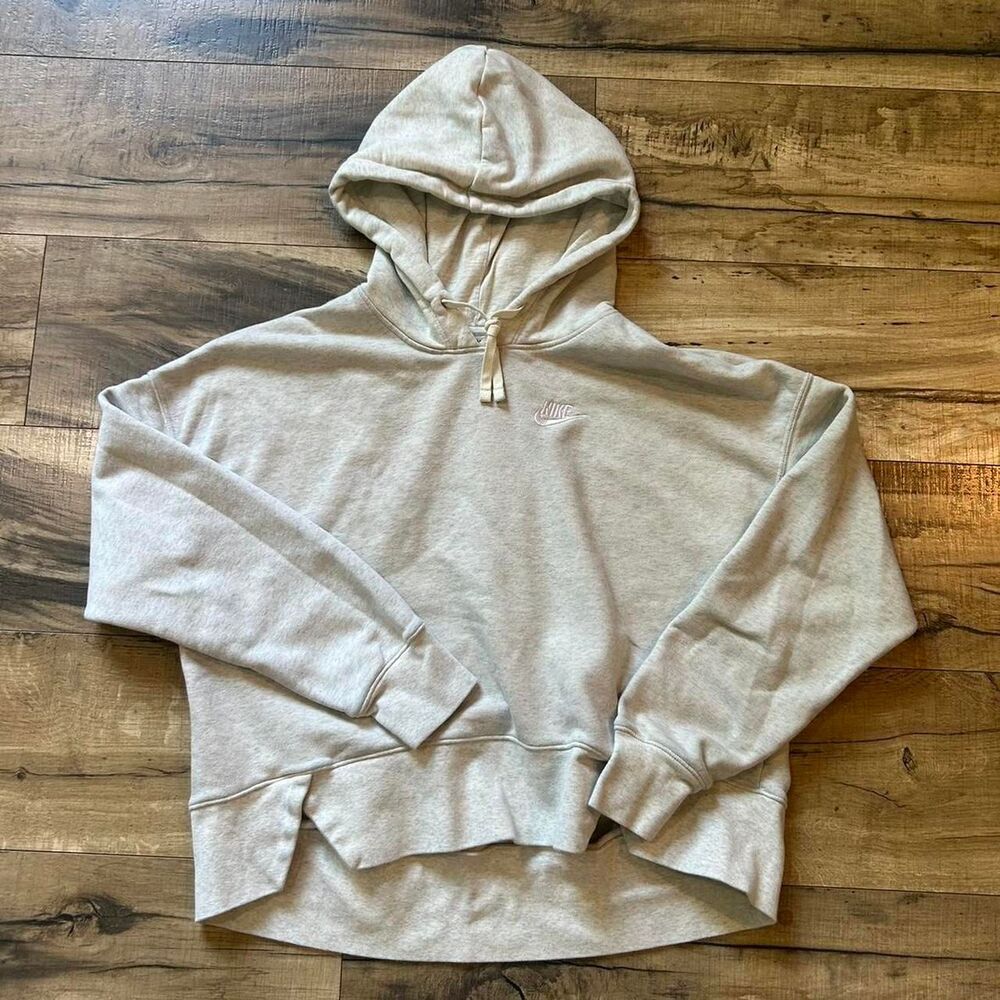 Nike Women's Grey and Cream Hoodie